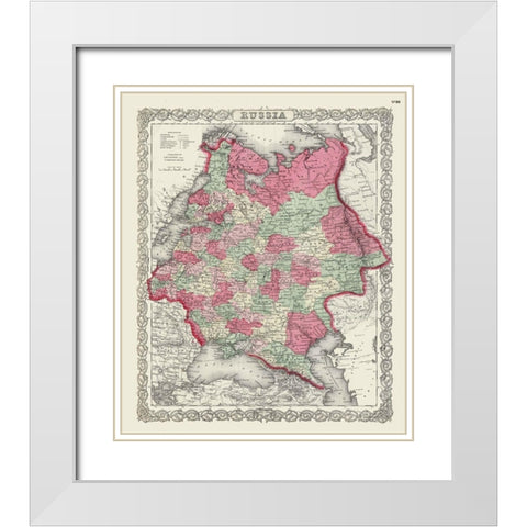 Russia - Colton 1865 White Modern Wood Framed Art Print with Double Matting by Colton