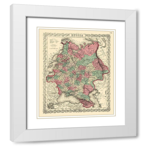 Russia - Colton 1869 White Modern Wood Framed Art Print with Double Matting by Colton