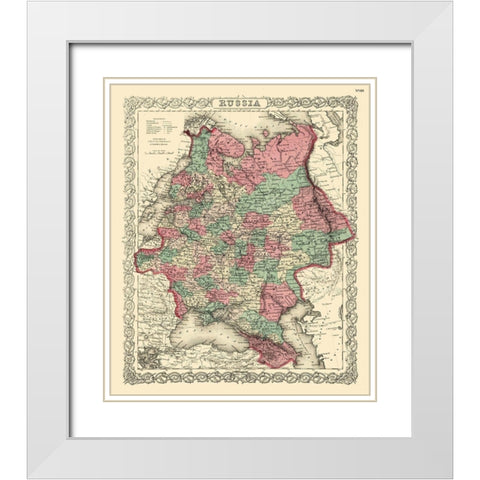 Russia - Colton 1869 White Modern Wood Framed Art Print with Double Matting by Colton