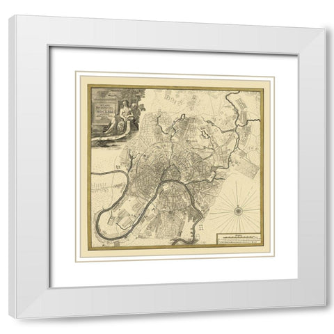 Moscow Russia Plan Europe - Michurin 1739 White Modern Wood Framed Art Print with Double Matting by Michurin