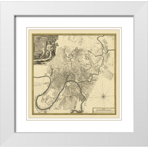 Moscow Russia Plan Europe - Michurin 1739 White Modern Wood Framed Art Print with Double Matting by Michurin