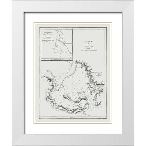 Bay of Awatska Kamtschatka Russia - Bligh 1785 White Modern Wood Framed Art Print with Double Matting by Bligh