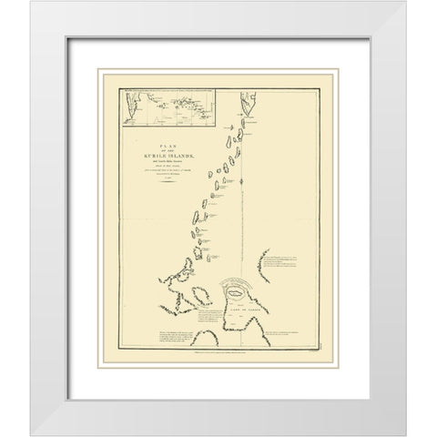 Asia Kurile Islands Russia - Lesseps 1788 White Modern Wood Framed Art Print with Double Matting by Lesseps