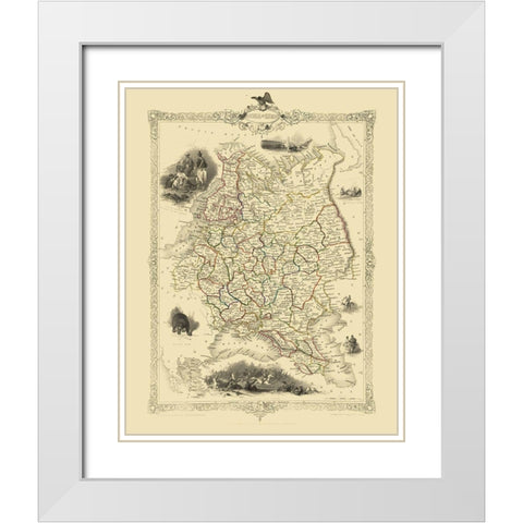 Europe Russia - Tallis 1851 White Modern Wood Framed Art Print with Double Matting by Tallis