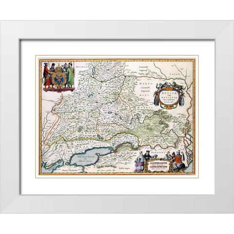 Moscow Russia - Blaeu 1665 White Modern Wood Framed Art Print with Double Matting by Blaeu