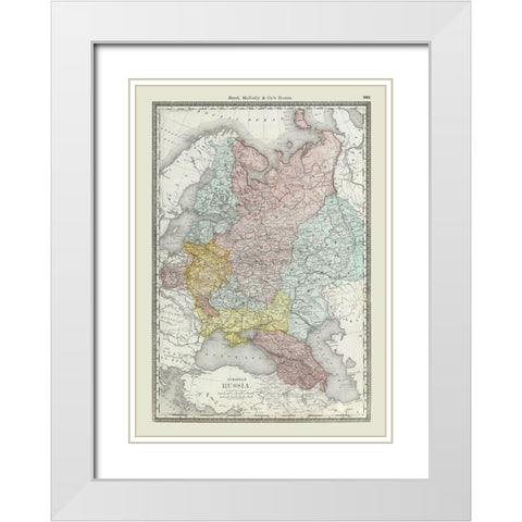 European Russia - Rand McNally 1889 White Modern Wood Framed Art Print with Double Matting by Rand McNally