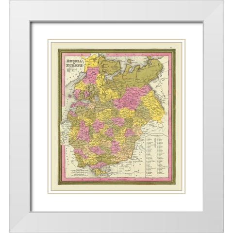 Europe Russia - Mitchell 1846 White Modern Wood Framed Art Print with Double Matting by Mitchell