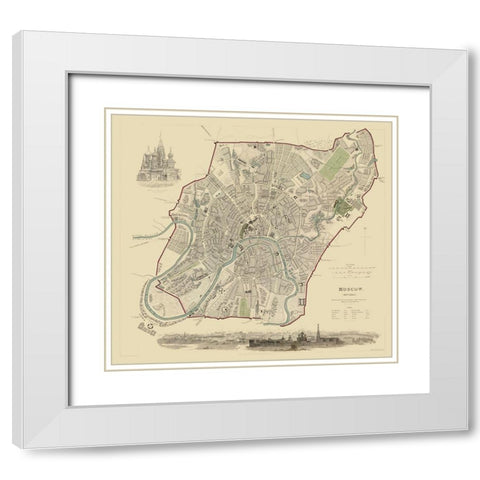 Moscow Russia Europe - Baldwin 1836 White Modern Wood Framed Art Print with Double Matting by Baldwin