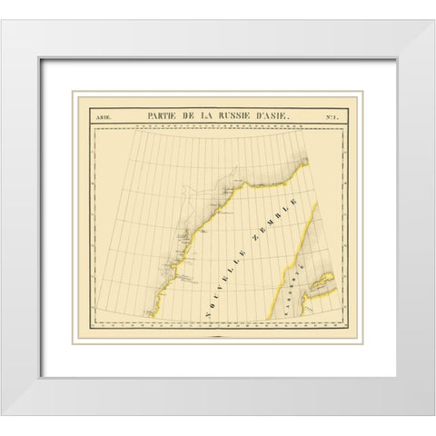 Novaya Zemlya Russia Asia - Vandermaelen 1827 White Modern Wood Framed Art Print with Double Matting by Vandermaelen