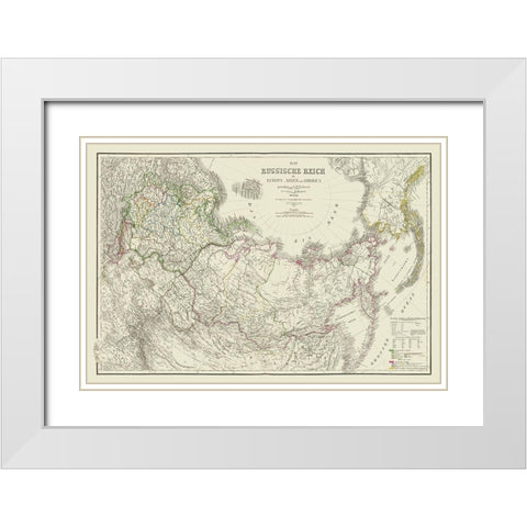 Russian Empire in Europe Asia America Russia White Modern Wood Framed Art Print with Double Matting by Kiepert