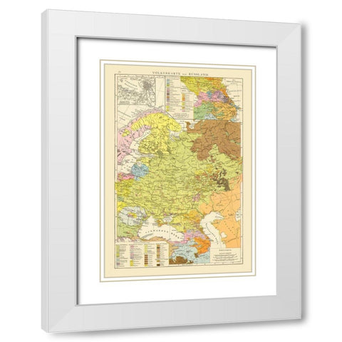 Russia - Andree 1881 White Modern Wood Framed Art Print with Double Matting by Andree