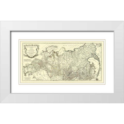 Siberia Russia Asia Tartary - DAnville 1753 White Modern Wood Framed Art Print with Double Matting by D''Anville