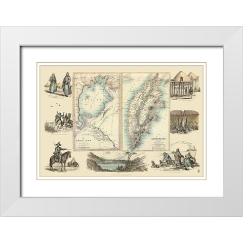 Aral Sea Kamtchatka Russia Asia - Fullarton 1872 White Modern Wood Framed Art Print with Double Matting by Fullarton