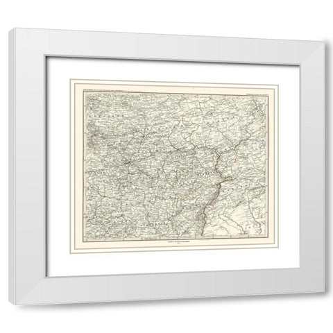 Europe Central Russia - Perthes 1873 White Modern Wood Framed Art Print with Double Matting by Perthes