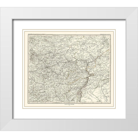 Europe Central Russia - Perthes 1873 White Modern Wood Framed Art Print with Double Matting by Perthes