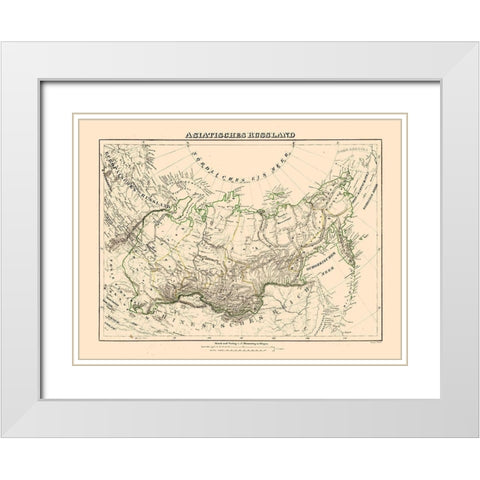 Asia Russia - Sohr 1875 White Modern Wood Framed Art Print with Double Matting by Sohr