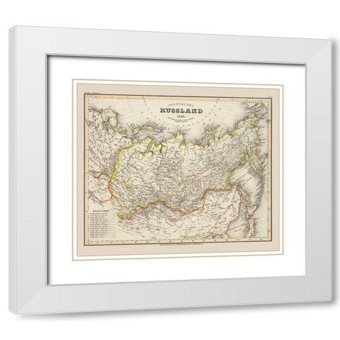 Asia Russia - Stich 1845 White Modern Wood Framed Art Print with Double Matting by Stich
