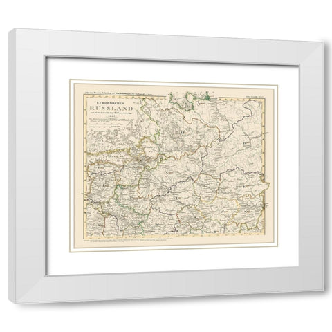 Europe Russia - Stieler 1850 White Modern Wood Framed Art Print with Double Matting by Stieler