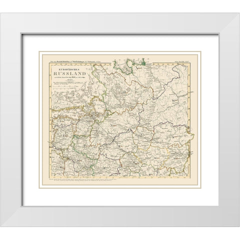 Europe Russia - Stieler 1850 White Modern Wood Framed Art Print with Double Matting by Stieler