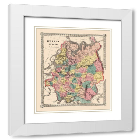 European Russia White Modern Wood Framed Art Print with Double Matting by Unknown