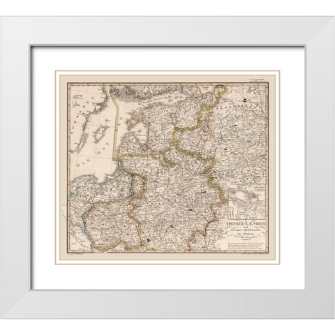 Western Russia - Stieler 1834 White Modern Wood Framed Art Print with Double Matting by Stieler