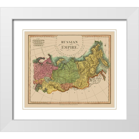 Russian Empire Russia - Darton 1811- 27.19 x 23 White Modern Wood Framed Art Print with Double Matting by Darton