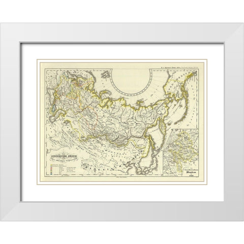 Russian Empire Asia Expansion Russia - Perthes White Modern Wood Framed Art Print with Double Matting by Perthes
