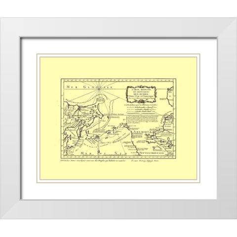 Russian Discoveries Asia America Russia White Modern Wood Framed Art Print with Double Matting by Unknown