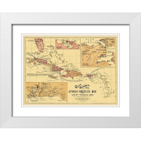 Spanish American War West Indies Caribbean White Modern Wood Framed Art Print with Double Matting by Goff