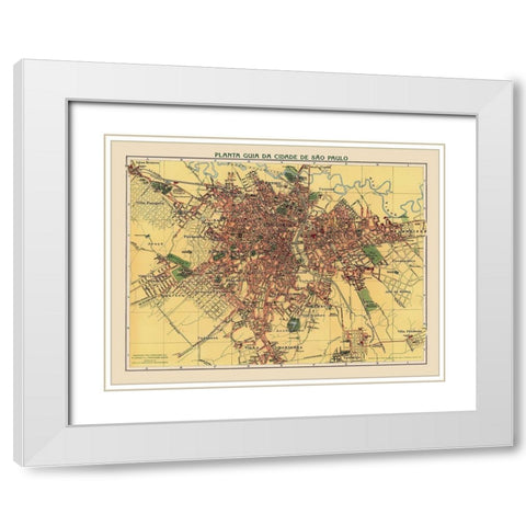 South America Sao Paulo Brazil - Hartmann 1913 White Modern Wood Framed Art Print with Double Matting by Hartmann