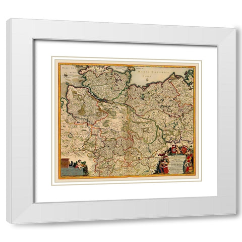 Saxony Germany - De Wit 1688 White Modern Wood Framed Art Print with Double Matting by De Wit
