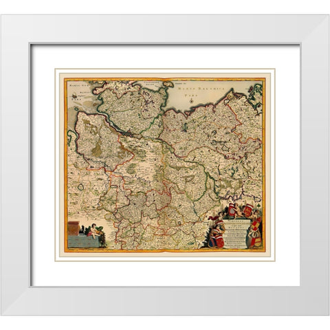 Saxony Germany - De Wit 1688 White Modern Wood Framed Art Print with Double Matting by De Wit