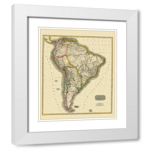 South America - Thomson 1815 White Modern Wood Framed Art Print with Double Matting by Thomson