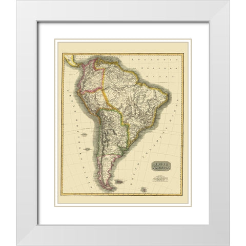 South America - Thomson 1815 White Modern Wood Framed Art Print with Double Matting by Thomson