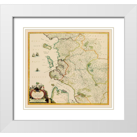 Saintonge Province France - Blaeu 1662 White Modern Wood Framed Art Print with Double Matting by Blaeu