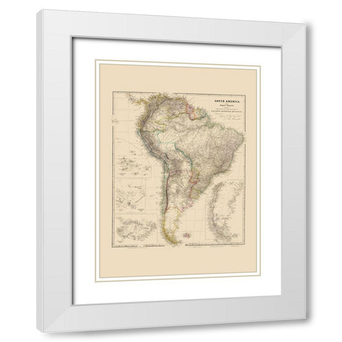 South America - Arrowsmith 1844 White Modern Wood Framed Art Print with Double Matting by Arrowsmith