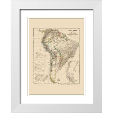 South America - Arrowsmith 1844 White Modern Wood Framed Art Print with Double Matting by Arrowsmith