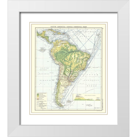 South America Commercial Chart - Newnes 1907 White Modern Wood Framed Art Print with Double Matting by Newnes