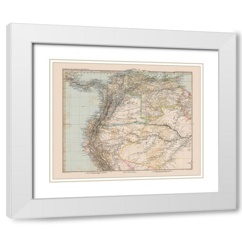 North South America - Stieler 1885 White Modern Wood Framed Art Print with Double Matting by Stieler
