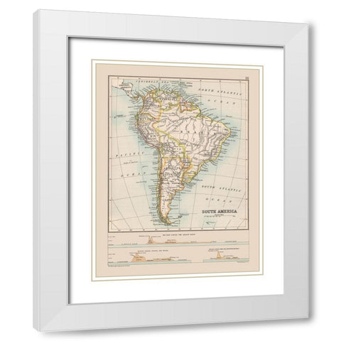 Elevation South America - Bartholomew 1892 White Modern Wood Framed Art Print with Double Matting by Bartholomew
