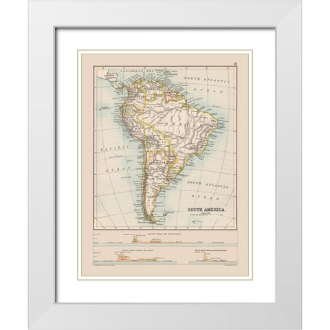 Elevation South America - Bartholomew 1892 White Modern Wood Framed Art Print with Double Matting by Bartholomew