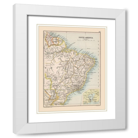 Southeast Brazil South America - Bartholomew 1892 White Modern Wood Framed Art Print with Double Matting by Bartholomew
