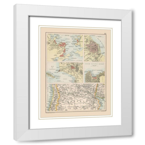 Bays South America - Bartholomew 1892 White Modern Wood Framed Art Print with Double Matting by Bartholomew