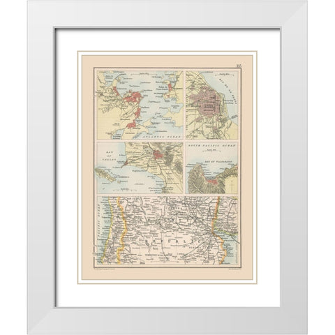 Bays South America - Bartholomew 1892 White Modern Wood Framed Art Print with Double Matting by Bartholomew