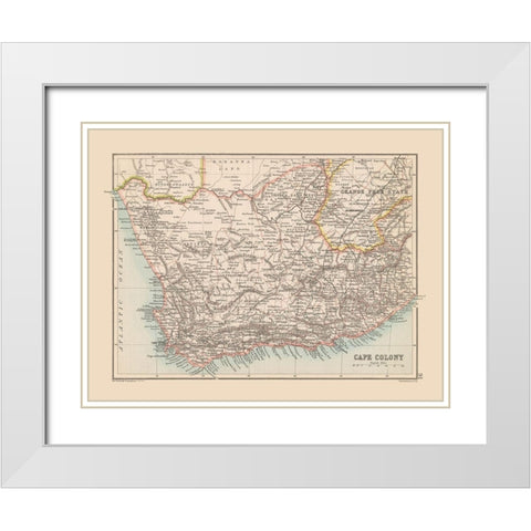 Cape Colony South Africa - Bartholomew 1892 White Modern Wood Framed Art Print with Double Matting by Bartholomew