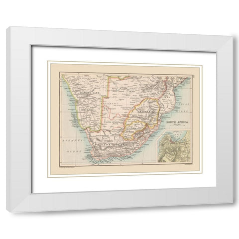 South Africa - Bartholomew 1892 White Modern Wood Framed Art Print with Double Matting by Bartholomew