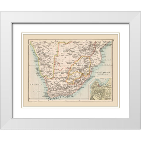 South Africa - Bartholomew 1892 White Modern Wood Framed Art Print with Double Matting by Bartholomew