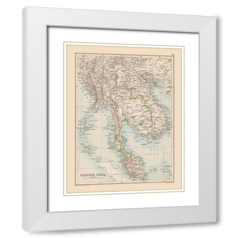 South Asia India - Bartholomew 1892 White Modern Wood Framed Art Print with Double Matting by Bartholomew
