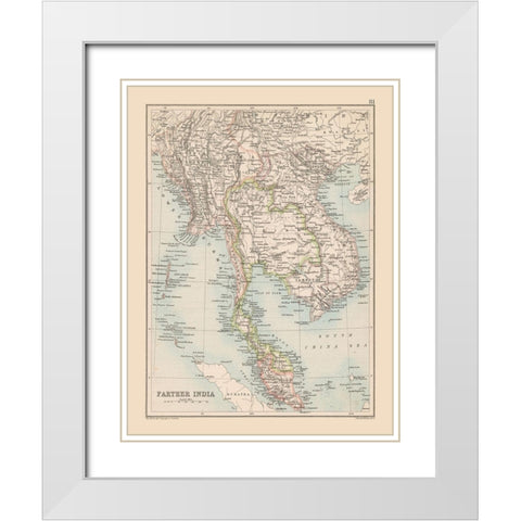South Asia India - Bartholomew 1892 White Modern Wood Framed Art Print with Double Matting by Bartholomew