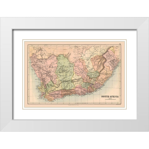 South Africa - Black 1867 White Modern Wood Framed Art Print with Double Matting by Black